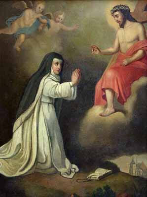 Obraz Widzenie bł. Bronisławy (mal. Wojciech Eljasz-Radzikowski, 1849 – boczny ołtarz kościoła św. Augustyna i św. Jana Chrzciciela w Krakowie)
